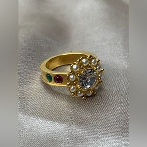 Gold Toned Rhinestone Ring